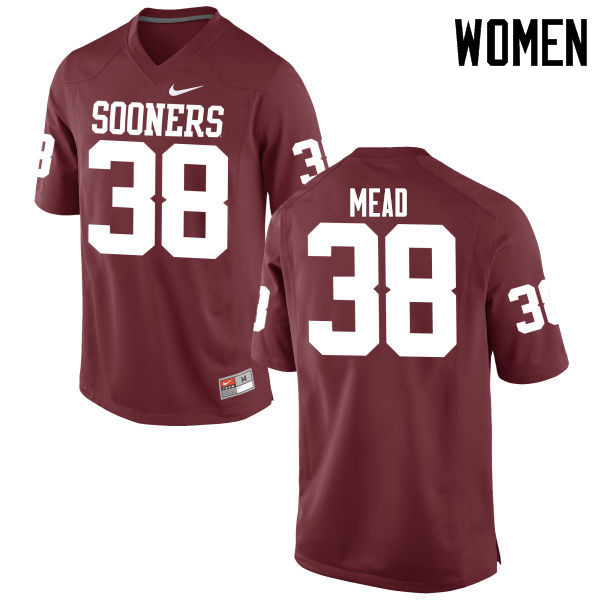 Women Oklahoma Sooners #38 Bryan Mead College Football Jerseys Game-Crimson